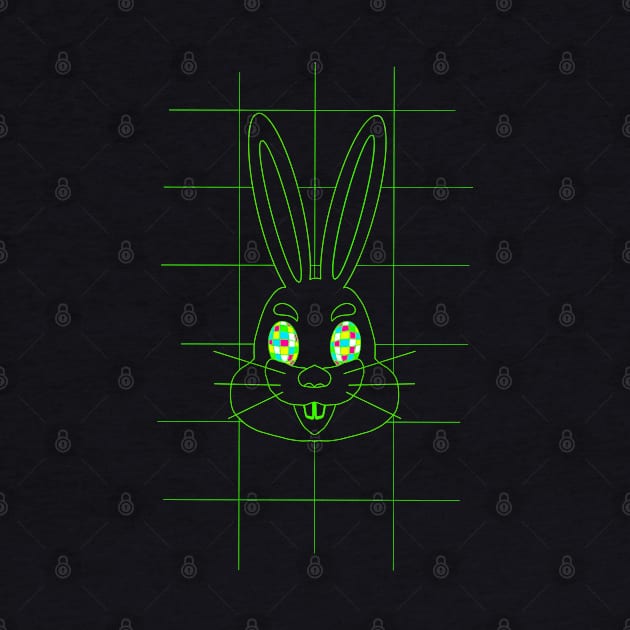 GRID DRAWING of a easter bunny green by Namwuob